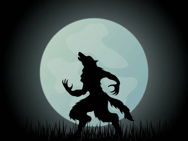 Halloween Werwolf Illustration Blau — Stockvektor