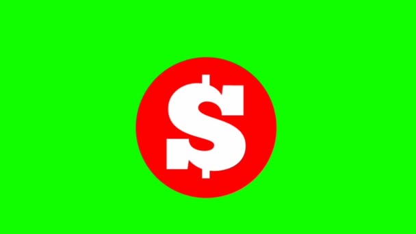 Icona Del Simbolo Del Dollaro Verde — Video Stock