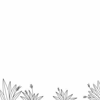 Çimenli arka plan. El çizimi çayırı. Devamlı çizgi çizimi. resimleme.