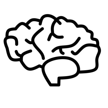 Beyaz arkaplanda izole edilmiş insan beyni medikal çizim simgesi