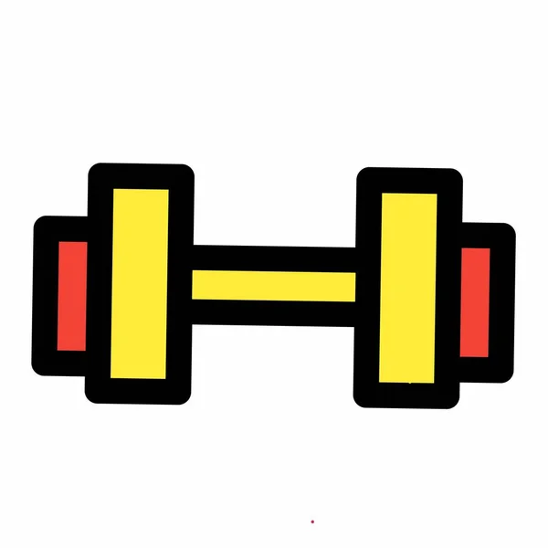 哑铃图标图像孤立 黄色和红色 适用于健身房设备图标 — 图库照片