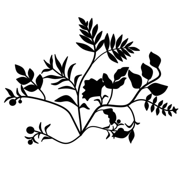 illustration of graphic images of flowers and leaves in black color suitable for wallpaper