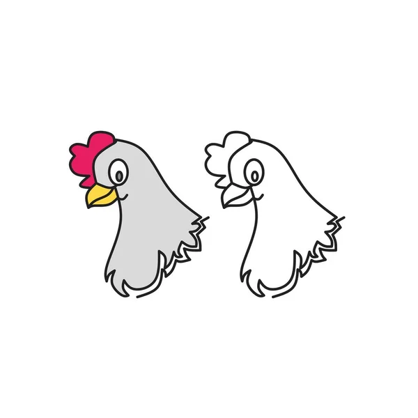 Illustration Image Graphic Two Chicken Heads One Color One Plain — Stock Photo, Image