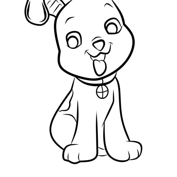 Vektor Grafische Illustration Färbung Umrisse Der Niedlichen Zeichentrickfigur Hund — Stockvektor