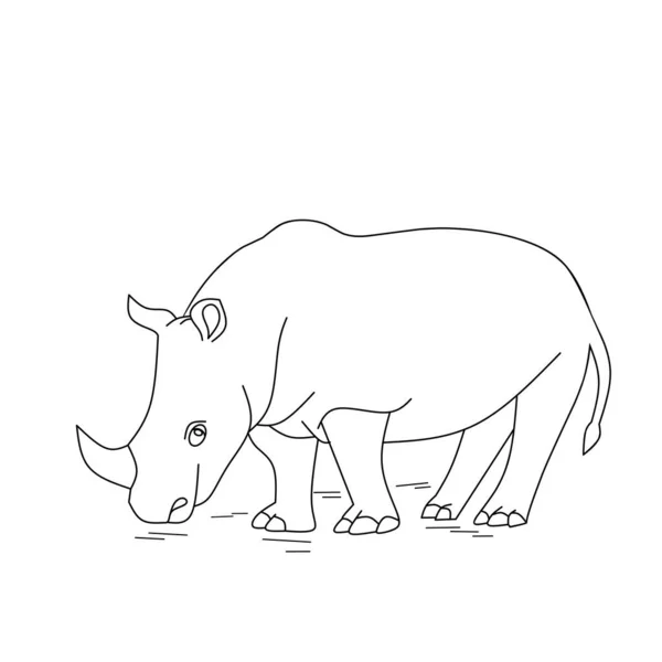 Rhinoceros Vector Illustration Realistic Animal Sketch Suitable Vintage Logo Etching — Stock Vector