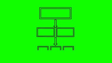 Şirket organizasyon şeması animasyonu, yeşil arka plan. Şirket organizasyon şeması için uygun