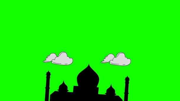 Animasi Ramadhan Kareem Dengan Habunan Masjid Awan Berjalan Latar Belakang — стоковое видео