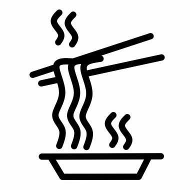 Beyaz arka planda sıcak erişte kasesi ikonunun vektör çizimi. Restoran menüleri ya da reklamlar için uygun..