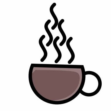 Beyaz arka planda korunan sıcak kahve ikonu vektör çizimi.