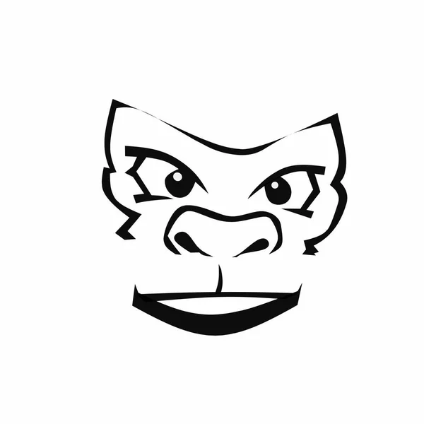 Kızgın Goril Baş Vektör Çizimi Maymun Suratlı Logo Şablonu Vektörü — Stok Vektör