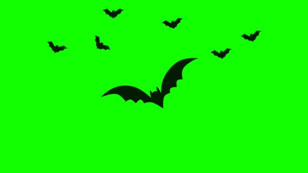 Animação Halloween Com Morcegos Sob Assustador Fundo Verde Animado — Vídeo de Stock