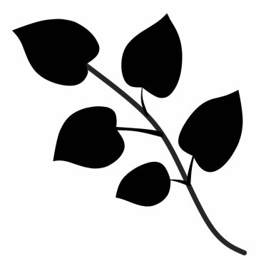 Dekoratif yaprak silueti. Basit bir şablon. beyaz arkaplan üzerinde, Setok vektör illüstrasyonu