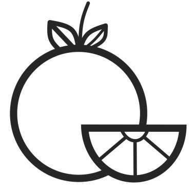 İnce çizgi simgesi - portakal, meyve ve vitamin, vektör grafikleri, beyaz arkaplan üzerinde doğrusal desen, düzenlenebilir - vektör