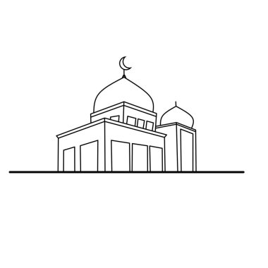 Gambar garis kontinu mescidi, dengan latar belakang putih, ilustrasi vektor