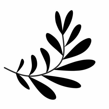 Silüet şeklinde en az kadınsı botanik çiçek dalı. Beyaz arkaplanda, vektör illüstrasyonu