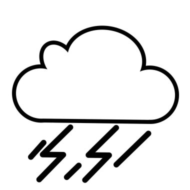 Şimşek yağmuru mevsimi bulut simgesi, sağanak yağmurlu hava tahmini için uygun. Vektör illüstrasyonu