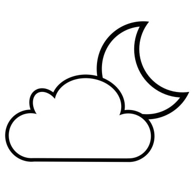 Hilal ay ve beyaz arka planda beyaz bulutlar. Pankartlar, broşürler, posterler için uygun. Vektör illüstrasyonu