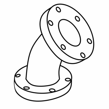 Boru bağlantısı simgesi, ince çizgi biçiminde ayarlanmış vektör, beyaz arkaplan üzerine boru uyumu için uygun