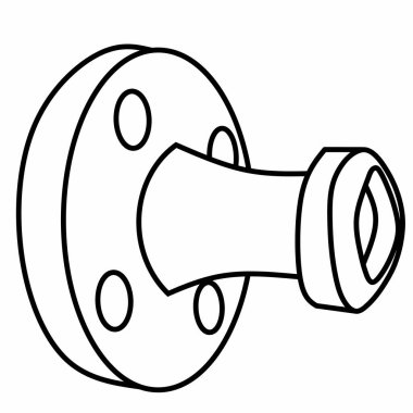 Beyaz arkaplan üzerinde çizgi flanj boru vektör çizimi, su hattı kontroktasyonu için uygun