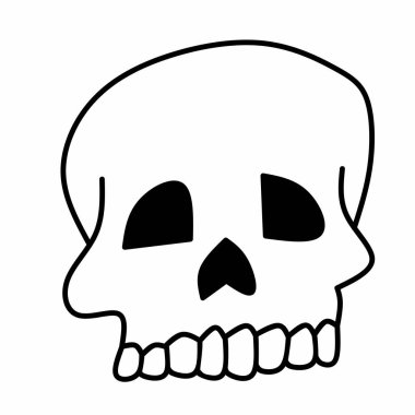 Kurukafa iskelet ikonu, düzenlenebilir felçli, iskelet kafa piktogramı. Beyaz bir arka planda. Vektör simgesi