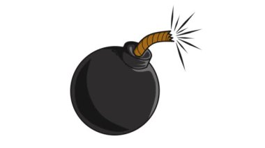 Beyaz ve yeşil arka planda bir bombanın 2D canlandırması. Çok amaçlı içerik için uygun.