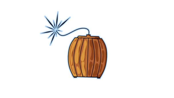 炸弹木桶图标隔离在白色和绿色背景 炸弹桶 4K视频运动图形动画 — 图库视频影像