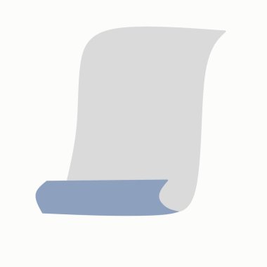 rulo kağıt kaydırma veya çizgi film vektörü ve illüstrasyon, gri ve siyah, el çizimi, beyaz arka plan.