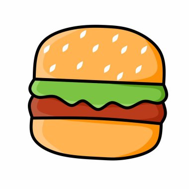 Fast food susamlı büyük hamburger, beyaz arka planda.