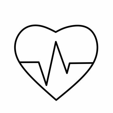 Beyaz zemin üzerinde kalp atışı veya nabız yassı vektör simgesi. Tıbbi uygulamalar ve web siteleri için uygundur