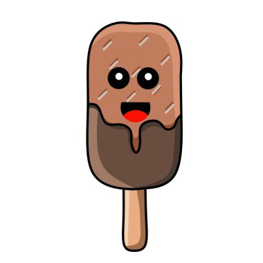 Beyaz arkaplanda vektör dondurma karakteri çizimi. Vektör simgesi