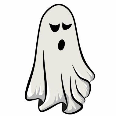 Şirin cadılar bayramı hayalet illüstrasyon tasarımı, düz cadılar bayramı elemanları koleksiyon şablonu vektörü, beyaz arkaplan