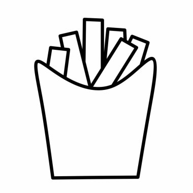 Patates kızartması ikon vektörü. Fast food çizelgesi. Sokak yemekleri sembolü. kafe logosu.