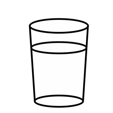 Su camı ikon vektörü. Cam düz çizgi piktogram için. Beyaz arkaplanda siyah beyaz işareti