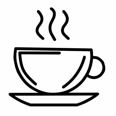 Bir fincan sıcak kahve ikonu. Kupa yassı ikonu. Logo, kartvizit gibi şeyler tasarlamak için uygun. Tek çizgi sembolü. Kupa ana hatlı resim grafiği.