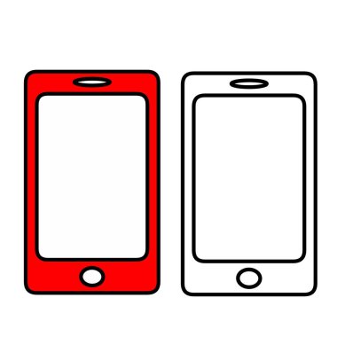 Boş beyaz ekranlı akıllı telefonlar seti. Mobil cihaz konsept koleksiyonu. Görsel uygulama gösterimleri için uygun.