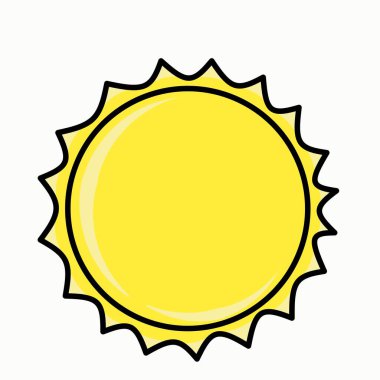 Güneş ikonu vektörü. Sarı yaz sembolü. Güneş ışığı işareti. beyaz arkaplanda