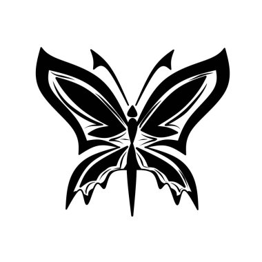 Vektör kelebek simgesi, klipsleme sanatı, zarif minimalist resim, vektör illüstrasyonu
