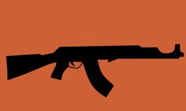 AK47 tüfek silueti. Kalaşnikof 'un siyah silueti. Vektör illüstrasyonu.