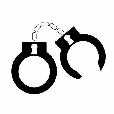 Kelepçe ikonu, polis prangaları, beyaz arka planda