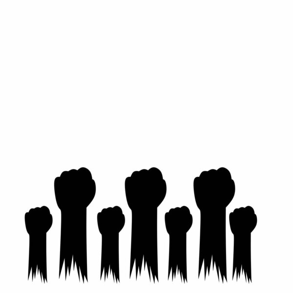 Вектор поднятого кулака: представление движения за гражданские права, символ месяца чёрной истории, символ социальной справедливости, икона активизма, выражение равенства, символ свободы