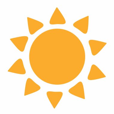 Güneş. Beyaz arkaplanda parlak güneş simgesi. Vektör çizimi. Beyaz arkaplanda basit bir güneş simgesi