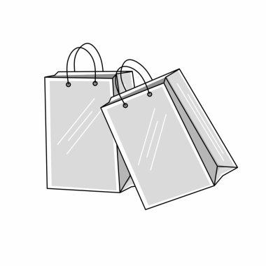 Alışveriş çantası. Alışveriş çantası klipsleri. Düz biçimli vektör illüstrasyonu