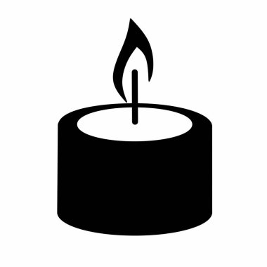 Yanan mumla siyah mumun vektör çizimi. Beyaz arka planda izole edilmiş, boş alana sahip tüm Azizler Günü unsurları. Bu tema ile içerik yerleştirmek için uygun.