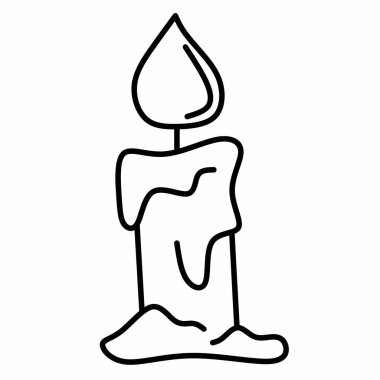 Yanan mumun vektör görüntüsü. Düz şekilli cadılar bayramı öğeleri. Beyaz arkaplanda Cadılar Bayramı illüstrasyonu.