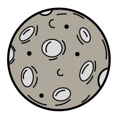 Ay vektörü. Ay takvimi için vektör astroloji çizimi. Çizgi film düz stili.