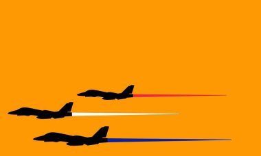 Boş alanları olan bir savaş jeti silueti..