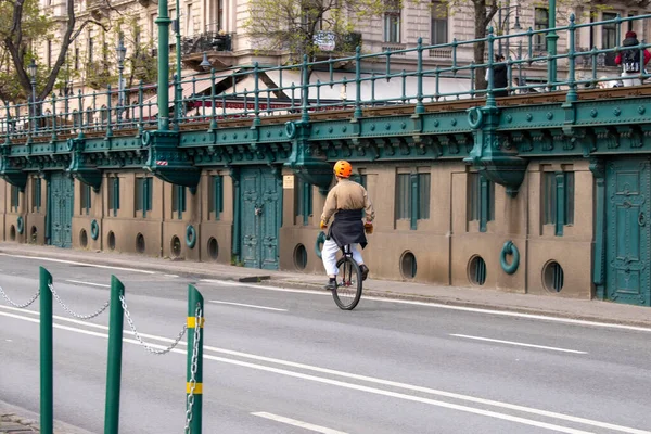 Budapest Hongrie Avril 2023 Monocycle Aventure Urbaine Témoin Habile Promenade — Photo