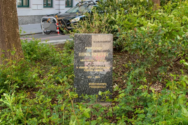 Wiednia Austria Maja 2023 Dziedzictwo Wyryte Kamieniu Czci Profesora Hansa — Zdjęcie stockowe