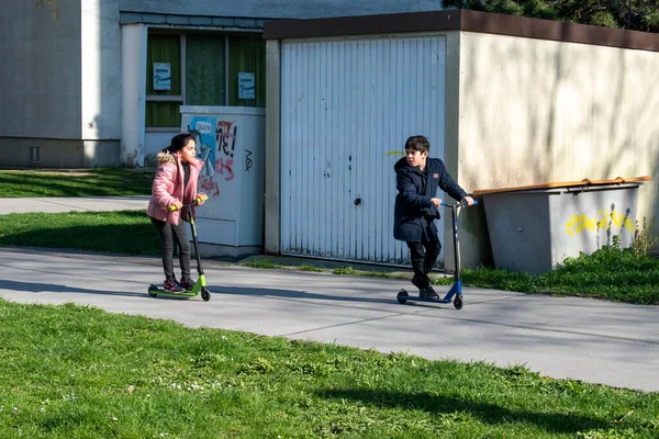 Vienna Austria Апреля 2023 Радостные Послеобеденные Фролики Детей Занимающихся Игривыми — стоковое фото