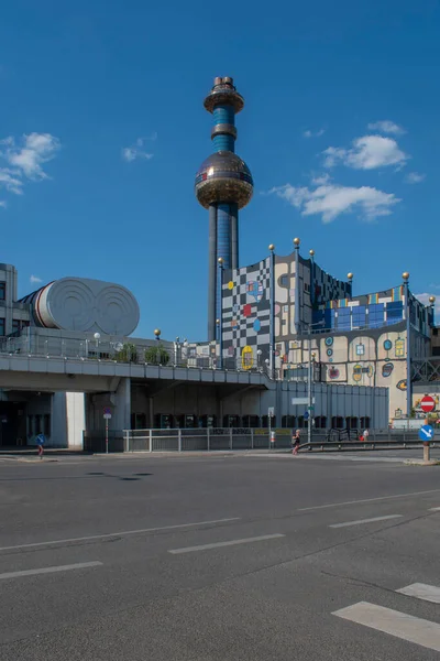 Wien Österrike Juli 2023 Spittelau Avfallsförbränningsfabrik Hundertwasser Ikoniska Skapande Vienna — Stockfoto